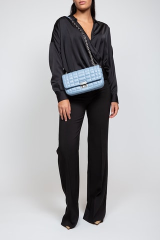 Sac bandoulière en cuir Tribeca Large - Bleu clair