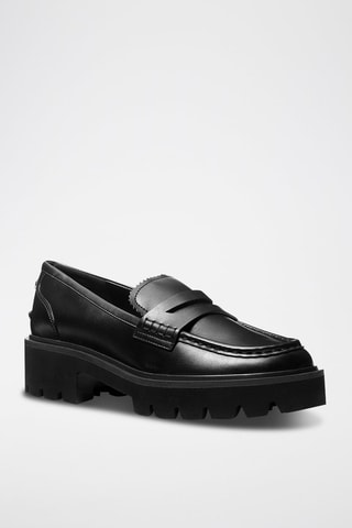 Leren Mocassins met Hak - Zwart