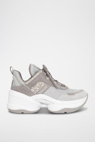 Baskets compensées en nubuck Olympia Trainer - Argenté