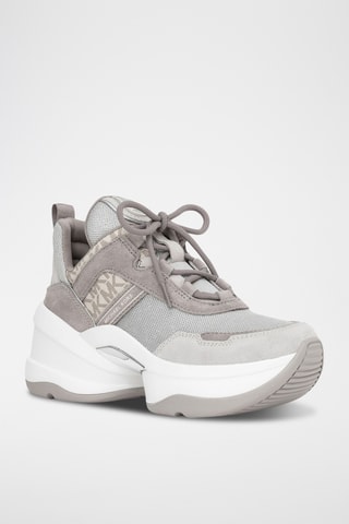Baskets compensées en nubuck Olympia Trainer - Argenté