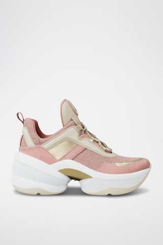 Baskets compensées en cuir Olympia Trainer - Rose
