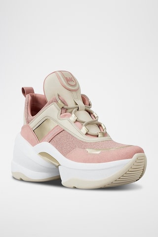Baskets compensées en cuir Olympia Trainer - Rose