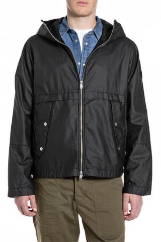 Veste en lin à capuche - Noir