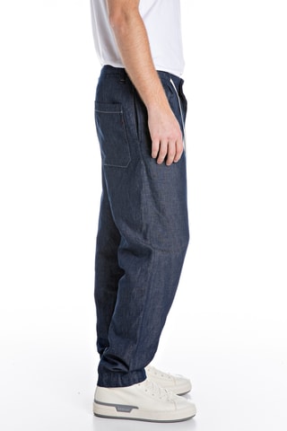Pantalon en lin - Bleu foncé