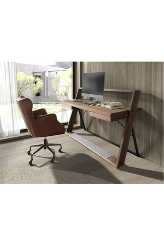 Fauteuil pivotant - Marron foncé - En cuir