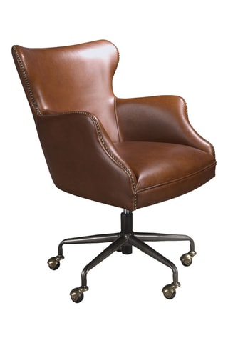 Fauteuil pivotant - Marron foncé - En cuir