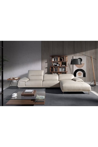 Canapé d'angle droit -  Beige - En cuir