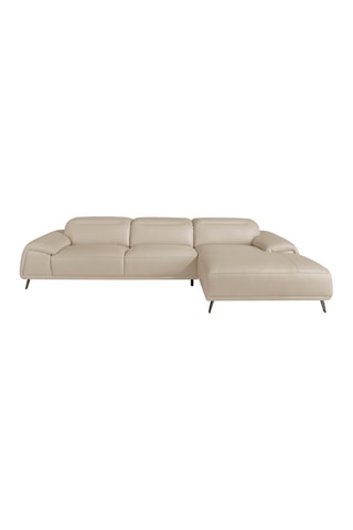 Canapé d'angle droit -  Beige - En cuir