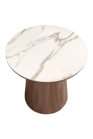 Table basse en marbre et bois - 110 x 81 x 90 cm