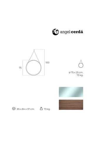 Miroir circulaire - 75 x 75 x 3 cm - Naturel