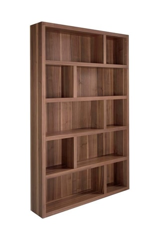 Bibliothèque en bois - Imitation noyer - 128 x 27 x 199 cm