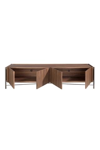 Meuble TV 4 portes en noyer - 220 x 53 x 46 cm