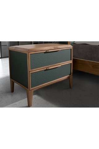 Table de chevet 2 tiroirs en noyer - 60 x 51 x 40 cm