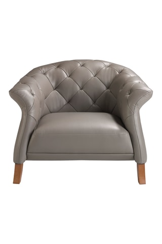 Fauteuil - Gris et naturel - En cuir