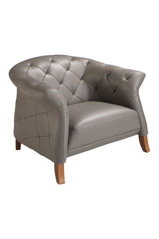Fauteuil - Gris et naturel - En cuir