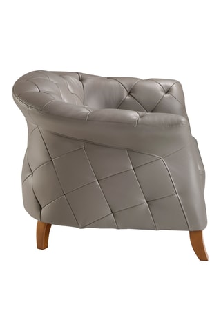 Fauteuil - Gris et naturel - En cuir