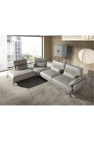 Canapé d'angle gauche en pin - Beige - 5 places - En cuir