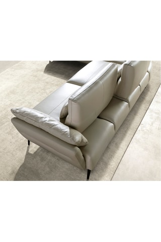 Canapé d'angle gauche en pin - Beige - 5 places - En cuir