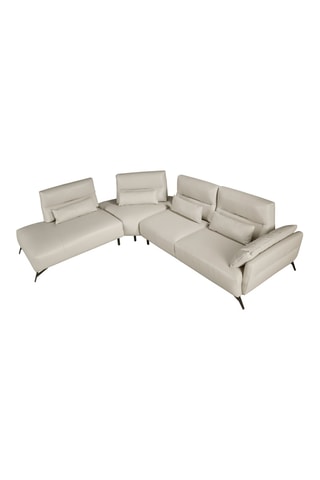 Canapé d'angle gauche en pin - Beige - 5 places - En cuir