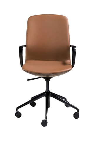 Fauteuil de bureau en noyer - 59 x 61 x 94 cm - Revêtement en simili cuir