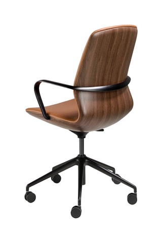 Fauteuil de bureau en noyer - 59 x 61 x 94 cm - Revêtement en simili cuir