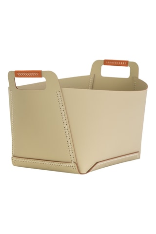 Panier en cuir - 48 x 47 x 34 cm - Beige