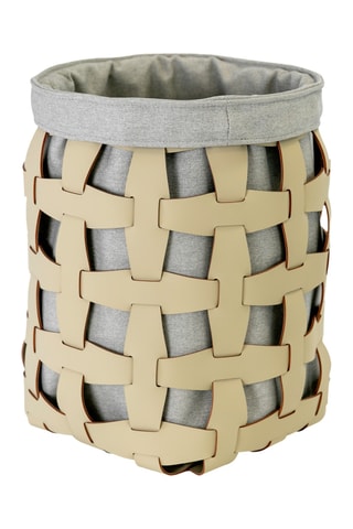 Panier en cuir - 37 x 37 x 46 cm - Beige