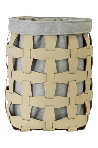 Panier en cuir - 37 x 37 x 46 cm - Beige