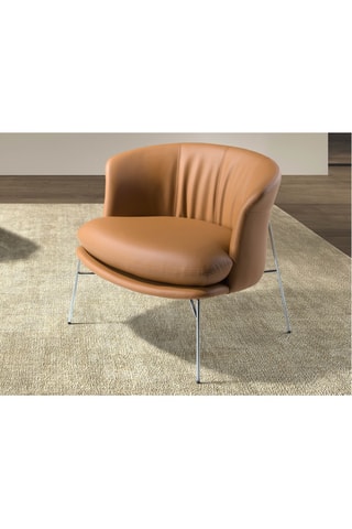 Fauteuil - Marron clair - En synthétique, vinyle et polyester
