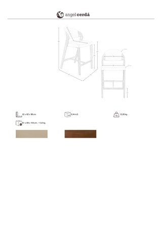Tabouret de bar en bois - 53 x 98 x 62 cm