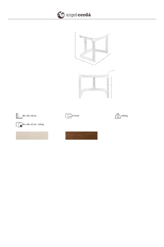 Banc en bois - 48 x 43 x 42 cm