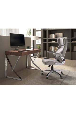 Fauteuil de bureau à roulettes - Gris clair - En polyester