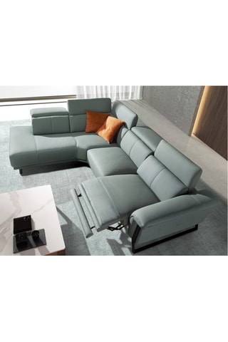 Canapé d'angle gauche convertible en pin - Vert - 5 places - En cuir