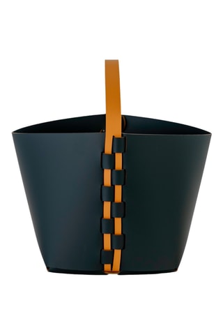 Panier en cuir - 40 x 39 x 37 cm - Bleu 