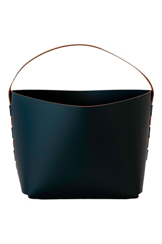Panier en cuir - 40 x 39 x 37 cm - Bleu 