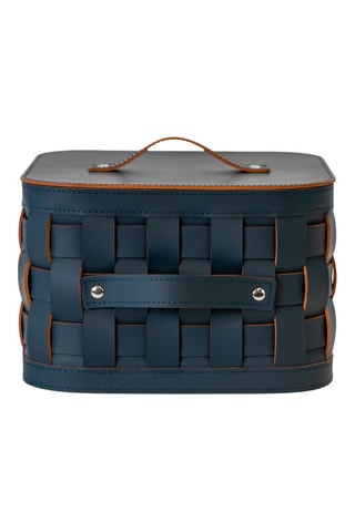 Panier de rangement en cuir - 30 x 30 x 24 cm - Bleu