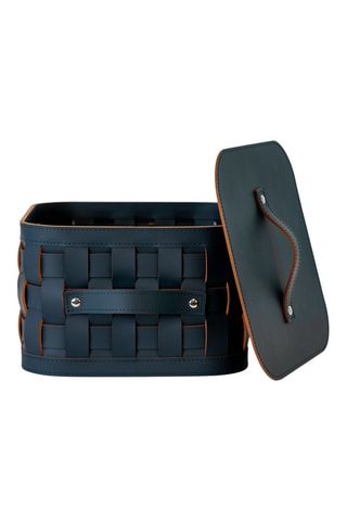 Panier de rangement en cuir - 30 x 30 x 24 cm - Bleu