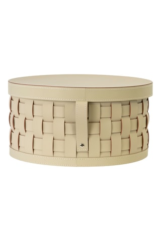 Panier de rangement en cuir - 40 x 40 x 19 cm - Beige