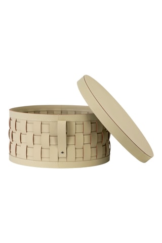 Panier de rangement en cuir - 40 x 40 x 19 cm - Beige