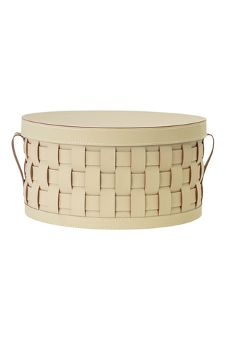 Panier de rangement en cuir - 40 x 40 x 19 cm - Beige