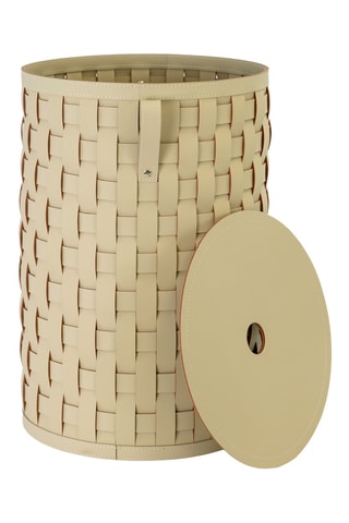 Panier de rangement en cuir - 40 x 40 x 60 cm - Beige