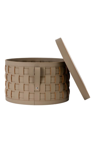 Panier de rangement en cuir - 40 x 40 x 24 cm - Beige