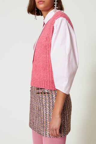 Pull sans manches en laine et alpaga - Rose - Twin Set