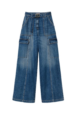 Jean cargo taille haute - Bleu - Twin Set