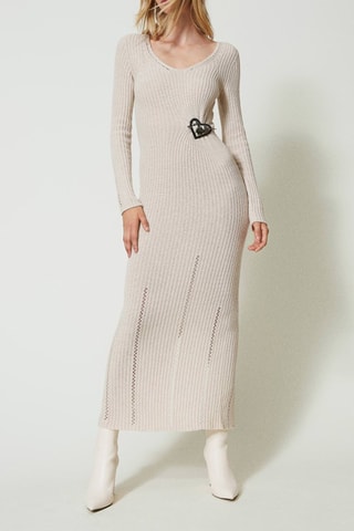 Robe pull en laine et cachemire - Beige - Twin Set