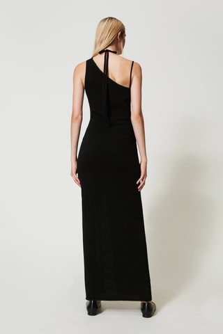 Robe longue en laine et cachemire sans manches - Noir