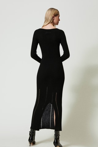 Robe longue en laine et cachemire - Noir