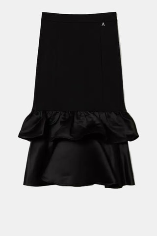 Jupe midi volantée taille haute - Noir