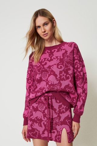 Minijupe en laine et cachemire - Fuchsia