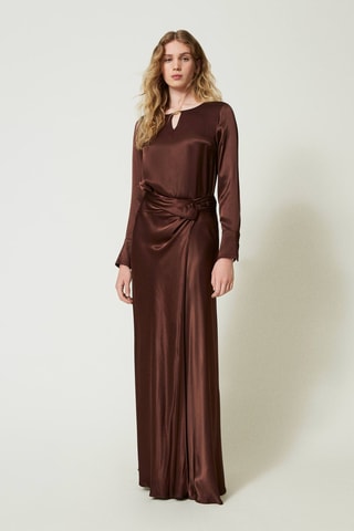 Jupe longue taille haute - Marron